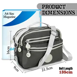 storite Women's Stylish Mini Lightweight Sling Crossbody Shoulder Bag (21.5 X 16 X 9 Cm, grey) image 2