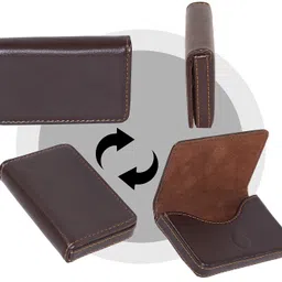 storite Pocket Sized Stitched PU Leather Credit Debit Business Card Holder Wallet for Men & Women (Coffee Brown) image 4