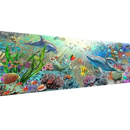 yalkin 5D Diamond Painting Kits for Adults DIY Large Dolphin Full Round Drill (35.4x11.8inch) Cross Stitch Embroidery Pictures Arts Paint by Number Kits Diamond Painting Kits for Home Wall Decor image 1