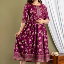 click jaipur Womens Trendy Maternity Feeding Zip Stylish Kurti for Women image 5