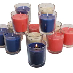 Pure Source India Votive Glass Candles, Pack of 12 (Scented - Rose, Jasmine & Lavender) image 1