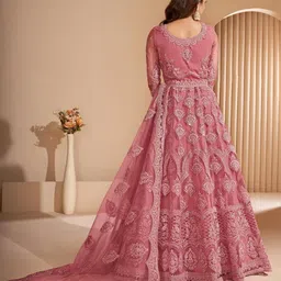 julee Women's Net Embroidered Semi-Stitched Gown (Sunita Gown-New) image 2