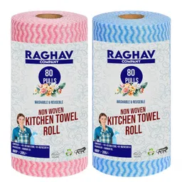generic Non-Woven Reusable & Washable Kitchen Towel Wipes (80 Wipes Per Roll, Total 160 Sheets) - Total 160 Premium Kitchen Towel Roll 2-Ply, Paper Towels for Kitchen Cleaning Eco-Friendly –Disposable Towel image 1