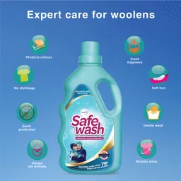 Safewash Premium Liquid Detergent 1L Bottle + 1L Refill Pouch for Woollens and Delicates with Active Fabric Conditioners | Soda and Bleach Free| PH Neutral Neutral Formula for 7-in-1 Expert Care image 4