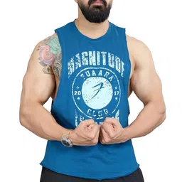 fuaark Men's Magnitude Supper Combed Cotton Broad Shoulder Sleeveless Deep Arm Cut Vest Sleeveless Tank image 1