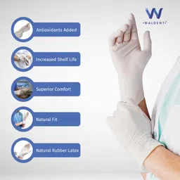 WALDENT Latex Premium Examination Gloves - Small (40 Pairs) | 5g Medical Grade, Natural Latex, Powdered, Disposable | All-Purpose Use for Medical, Dental, and General Applications image 3