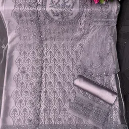 rudraprayag anarkali net and santoon embroidered straight suits for women | anarkali suit for women readymade | gown for women semi-stitched | gown for women 2022 | anarkali salwar suit | salwar suit in Clothing & Accessories image 2