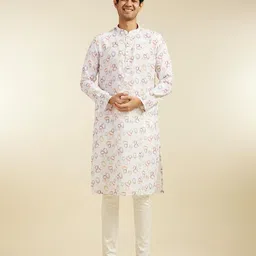 diwas by manyavar Men's Linen Blend Printed Kurta (1pc) image 2