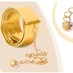 heeva creation Women's Plain Adjustable Stylish Design Ladies Waist Belts kanduro for Sarees, Western Dress, Designer Long Gown.(Colour-Golden).1 Piece. image 5