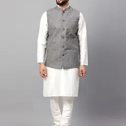 latest chikan Men's Traditional Cotton Solid Nehru Jacket/Waistcoat image 5