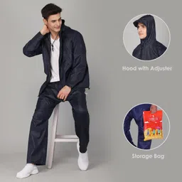 the clownfish Polyester Rain Coat For Men Waterproof For Bike Raincoat For Men With Hood. Set Of Top And Bottom. Classic Series Standard Length image 4
