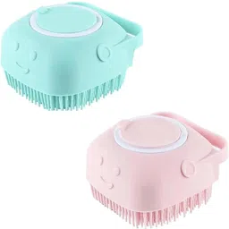 generic Body Scrubber with Soap Dispenser for Shower, Exfoliating Brushes, Soft Body Exfoliator, Bath Loofah for Babies, Kids, Women, Men and Pets(Multicolor 2 pcs) image 1