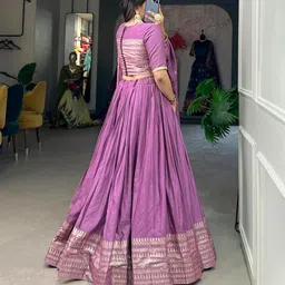 looknbook art Women's Plain Chanderi With Zari Weaving Work Border Lehenga Choli image 2