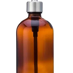 Amber Glass Jar Soap and Lotion Dispenser with Stainless Steel Pump - 16 oz - by Jarmazing Products image 1