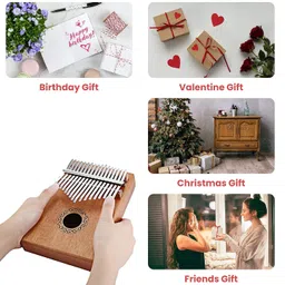 elephantboat ELEPHANTBOAT® Kalimba 17 Keys, Mahogany & Mineral Steel Rods Portable Thumb Piano with Learning Book, Tune Hammer, Cloth Bag, Sticker, Bilingual Instruction, Musical Instrument Gifts for Women image 5