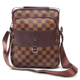 redhorns Faux Leather Printed Sling Bag for Men and Women Travel Cross Body Shoulder Bag With Adjustable Strap, Business Messenger Bag with 5 Zipper Pockets image 1