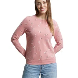 jockey AW68 Women's Super Combed Cotton Elastane Stretch French Terry Fabric Printed Sweatshirt with Ribbed Cuffs image 1