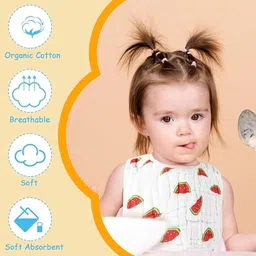 WooAttire 6 Layer Muslin Bib with 100% Organic Cotton Bibs for New Born Baby, Ultra Soft Skin Friendly, Comfortable & Lightweight image 4