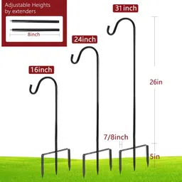 excmark Shepherd Hook 32 inch 1/2 inch Thick Use at Weddings, Hanging Solar Lights, Lanterns, Bird Feeders, Metal Hanger Hook (2, Bronze) image 4