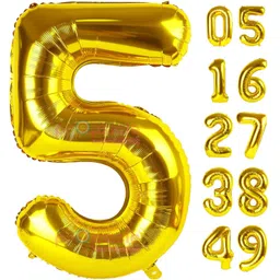 Propsicle 16 inch Birthday Foil 5 Number Helium Balloon Party Decoration Golden Pack of 1 | 5 Year No. Balloons Birthday/Anniversary | Five Number image 1