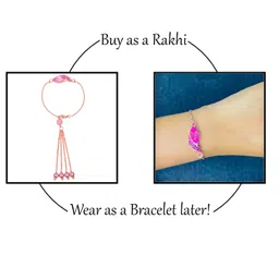 mahi Rose Gold Plated Pink Crystals Studded Simple and Classic Lumba Rakhi for Bhabhi (RAL1100805ZPin) image 3