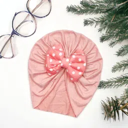 RedChimes Premium Soft Fabric Polka Bow Head Wrap Super Stretchable Headband Hair Accessories For Baby Toddlers Pack of 1 Pc (Light pink) image 5