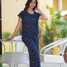 yash gallery Women's Cotton Straight Geomatrical Printed Night Suit for Women image 3