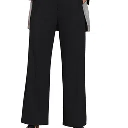 tokyo talkies Women's Straight Fit Wide Leg Trousers | Stretchable Trousers | Casual Trousers| Mid-Rise image 1