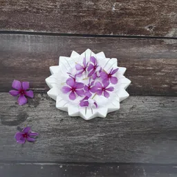 KRAFT CLOUDS Marble Urli for Decoration | Stone Lotus Bowl (Plate) for Puja Flowers, Fruits, T-Light Candle Decoration | Small Size 6 Inch image 5