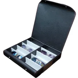 nooks Sunglass, Eyewear,Goggles storage organizer Box Case cover in leather 10pcs storage compartment for all kind of eyewear storage for Mne and Women in Balck color image 4