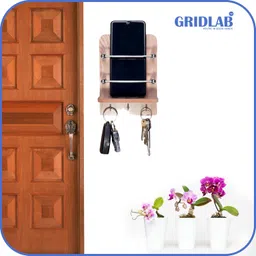 gridlab GRIDLAB™ Wooden Single Mobile & Keys Holder Stand for Mobile Charging, TV & AC Remote Holding and Keys Hanging at Home, Office, Bedroom, Hotel Wall Mount (Wooden Single Mobile & Keys Stand) image 2