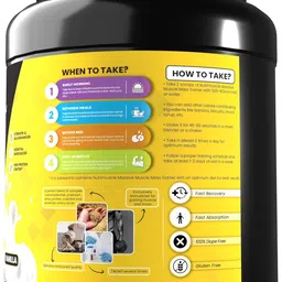 Nutrimuscle ® Massive Muscle Mass Gainer - 1 Kg - Vanilla Flavour - For Muscle, Mass and Strength Gain - Contains Creatine, Complex Carbohydrates and Protein image 3