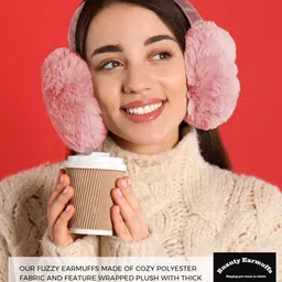 sanzez COOLive Pink Ear Muffs Winter Women Men Soft Earmuffs Cute Ear Covers Cold Weather Fluffy Ear Warmers Headband Winter Accessories, Pink, 12 image 3