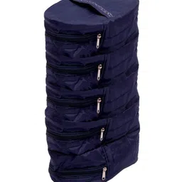 Kuber Industries Waterproof Parachute Hanging Shoe Cover|Zipper Closer|Travelling Footwear Organiser|Keep Upto 5 Pair|Size 32 x 19 x 53 CM (Blue)- CTMTC039555 image 2