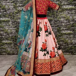 zeel clothing Women's Silk Semi-stitched Lehenga Choli image 3