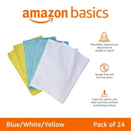amazon basics Microfiber Cleaning Cloth| Pack of 24| 222 GSM| Dimension: 40cm X 30cm image 2