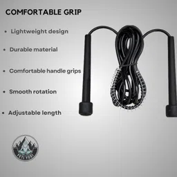 YETI YOGI Skipping Rope for Men and Women Jumping Rope With Adjustable Height Speed Skipping Rope for Kids, Women, Girls Rassi Jumping Men for Exercise, Gym, Sports Fitness - Black, Polyvinyl Chlorine image 4
