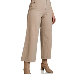 amazon brand - symbol Regular Women's High Rise Cropped Length Denim Culottes image 1