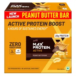 RiteBite Max Protein Active Peanut Butter Protein Bars with 20g Protein, 5g Fiber & 21 Vit. & Minerals | 0 Added Sugar, No Cholesterol & Trans Fat For Upto 4h of Energy, Healthy Snack, 70g (Pack of 6) image 1