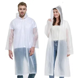 YDYJKI Rain Ponchos For Adults Reusable 2 Pcs Raincoats Emergency For Women Men, White-2pcs, One Size image 1