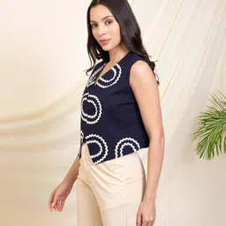 deebaco Solid Viscose Lycra Lace Detailed Waistcoat For Women's|V Neck Button Closure Sleeveless Regular Fit Wiastcoat|Fashionable Latest Collection Casual wear image 4