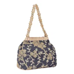 kuber industries Potli Bags for Ladies & Girls | Women Shagun Pouches for Festive Seasons | Batwa Bag Bridal Purse | Moti & Embroidery- Black image 1