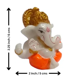generic Elatrin White Golden Mukut Lord Ganesha Idol for Office, Home Decoration, Car Dashboard | Ganesha God Statue for Puja Room | Ganpati Murti Figurine for Festival, Occasional, Event Gift image 4