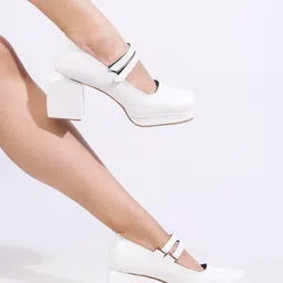 selfiee Women's Square Toe Double Strap Block Heels Bellies Comfortable Heel Pumps Shoes For Office, Party and Formal Occasions image 2