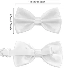 habibee Solid Color Mens Suspender Bow Tie Set Clip On Y Shape Adjustable Braces (White) image 2