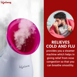 Lifelong LLS45 Warm Mist Facial Steamer, With UV Sterilisation, Cough, Cold and Moisturising Face Steamer, Skin Care Humidifier Atomizer for Sauna, Salon, Unclog Pores (1 Year Warranty, Pink) image 5