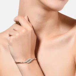 zaveri pearls Rose Gold Contemporary Cubic Zirconia Bangle Style Brass Kada For Women-ZPFK10383 image 2