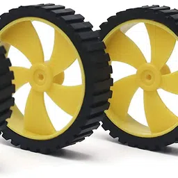 Electronic Spices Pack of 4 wheel-4512 Robot Durable Rubber Tire Yellow wheel 45mm for BO DC Motor For Motor Toy Car Electronic School Collages Projects (45mm x 11mm) image 4