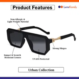 lenskandy Full Rim Rectangle Branded Latest & Stylish Sunglasses for Men | 100% UV Protected | Oversized image 3