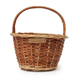 habere india-all the cultures fabricating india Gift Hamper Wicker Baskets|Decorative Storage Wicker Baskets|Clothes Storage Baskets|Fruit Wicker Baskets (Sizes - 20 * 20 * 10 Cm (S)), Round, Brown image 3